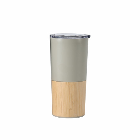 Термокружка 500 мл сталева Line Art Mao, вакуумна (бежевий/бамбуковий)