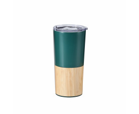 Термокружка 500 мл сталева Line Art Mao, вакуумна (малахітовий/бамбуковий)