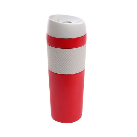 Термокружка 450 мл сталева Line Art Cuba, вакуумна (червоний/сірий)