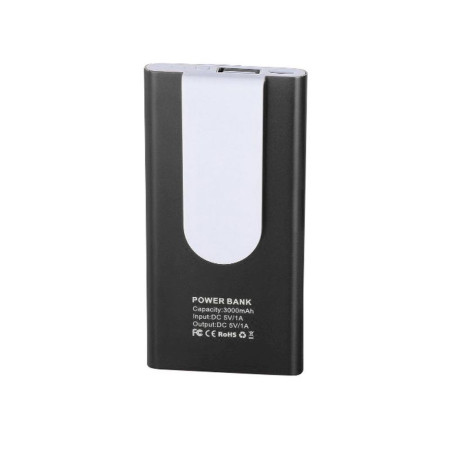 Повербанк 3000 mAh Bergamo HitClip, з кліпсою, світлодіодний індикатор (білий/чорний)