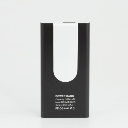 Повербанк 3000 mAh Bergamo HitClip, з кліпсою, світлодіодний індикатор (білий/чорний)