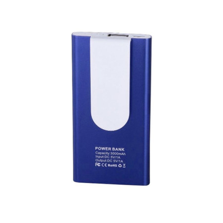 Повербанк 3000 mAh Bergamo HitClip, з кліпсою, світлодіодний індикатор (білий/синій)