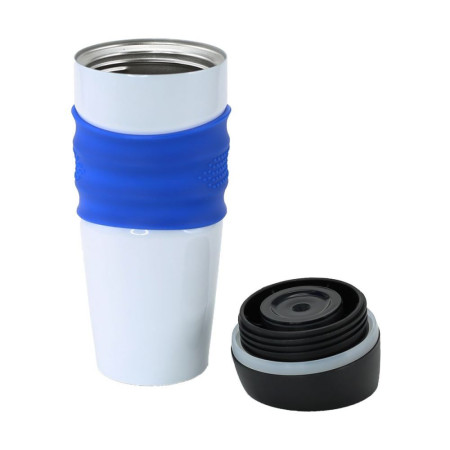 Термокружка 400 мл сталева Bergamo Mario (білий/синій)