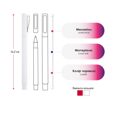 Ручка пластикова кулькова Bergamo Qube (білий)