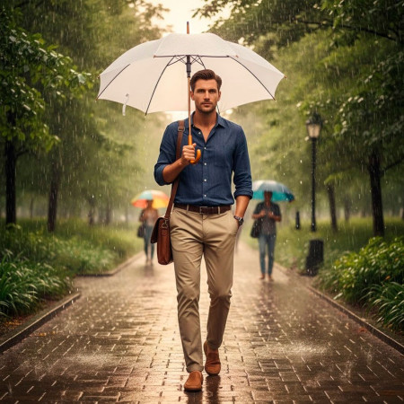 Парасоля-тростина напівавтоматична Bergamo Toprain (білий)