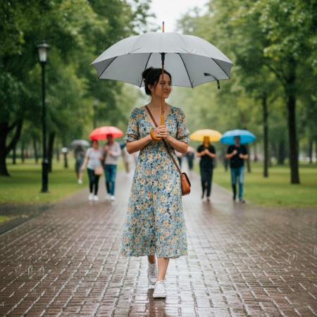 Парасоля-тростина напівавтоматична Bergamo Toprain (сірий)