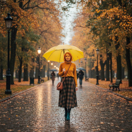 Парасоля-тростина напівавтоматична Bergamo Toprain (жовтий)