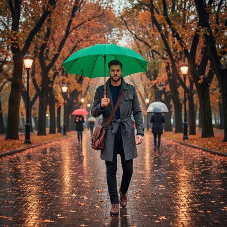 Парасоля-тростина напівавтоматична Bergamo Toprain (зелений)