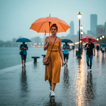 Парасоля-тростина напівавтоматична Bergamo Toprain (помаранчевий)