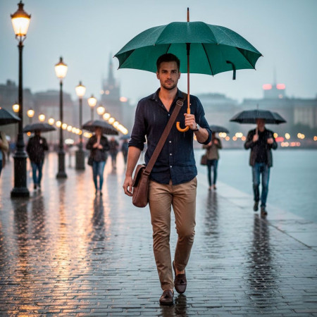 Парасоля-тростина напівавтоматична Bergamo Toprain (темно-зелений)