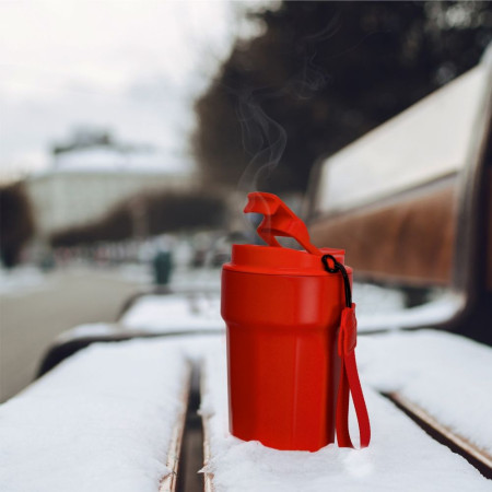 Термокружка 380 мл сталева Line Art Comfy, вакуумна (червоний)