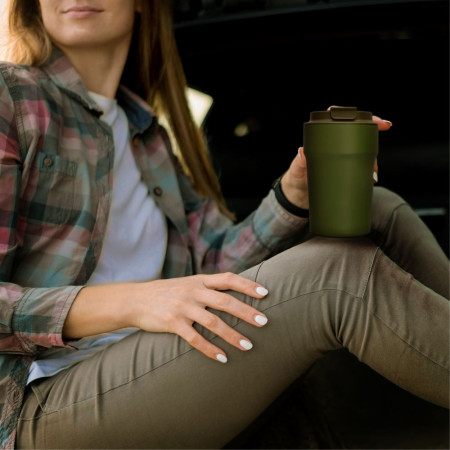 Термокружка 380 мл сталева Line Art Rhodes, вакуумна (оливковий)