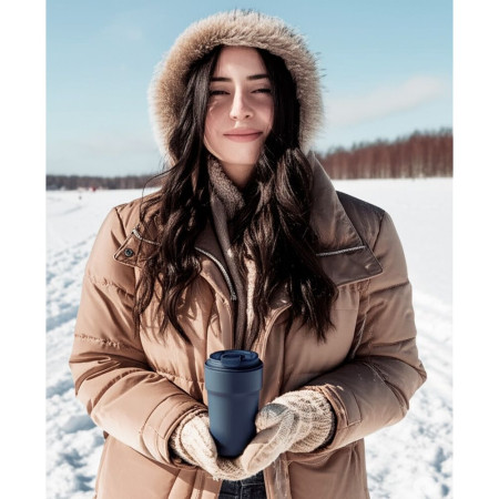 Термокружка 380 мл сталева Line Art Rhodes, вакуумна (темно-синій)