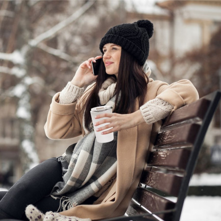 Термокружка 380 мл сталева Line Art Krit, вакуумна (білий) Термокружка 380 мл сталева Line Art Krit, вакуумна (білий)