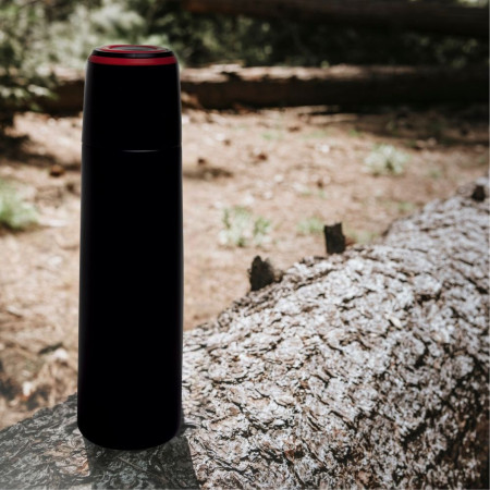 Термос 500 мл сталевий Line Art Fiji, вакуумний (чорний/червоний)