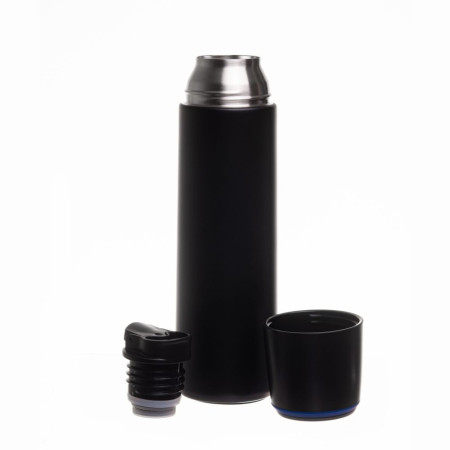 Термос 500 мл сталевий Line Art Fiji, вакуумний (чорний/синій)