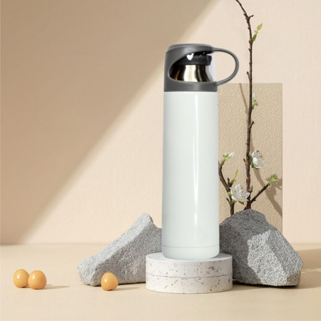 Термос 500 мл сталевий Line Art Borneo, вакуумний (білий)