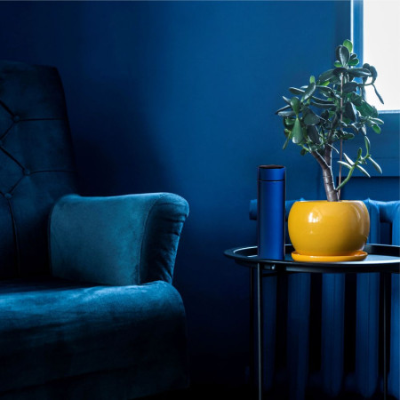 Термос 500 мл сталевий Line Art Cusco з індикатором температури, вакуумний (синій)