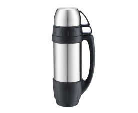 Термос 1,2 л сталевий Line Art Campania, вакуумний (сріблястий/чорний)