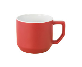 QUADRA, Керамічне горнятко з оригінальною геометричною ручкою, 330 мл (червоний)