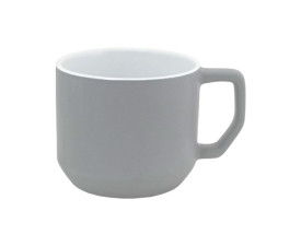 QUADRA, Керамічне горнятко з оригінальною геометричною ручкою, 330 мл (сірий)