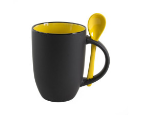 Горнятко BERTINA з ложечкою 380 мл  (чорно-жовтий)