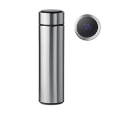 Термос з термометром POLE 450 мл, метал (срібний матовий)