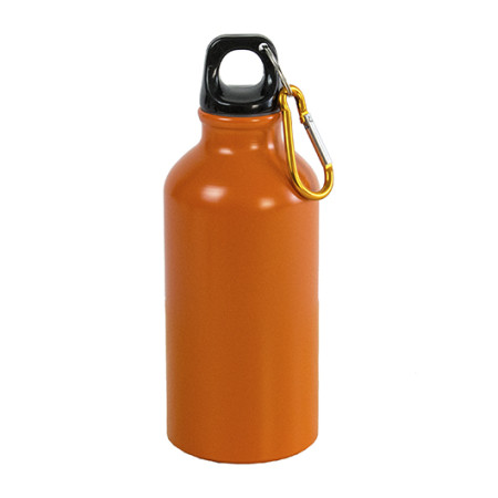 Фляга матова з карабіном STRETTO 400 мл, алюміній (помаранчевий)