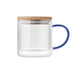 Горнятко FARBI 300 мл, скло, бамбук (синій)