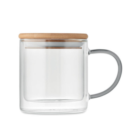 Горнятко FARBI 300 мл, скло, бамбук (синій)