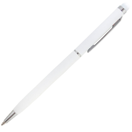 Ручка металева зі стілусом STELA, дзеркальний лого (білий)