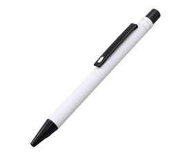 Ручка кулькова металева IDZI з софт-тач покриттям та чорними елементами під нанесення дзеркального лого (білий)