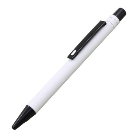 Ручка кулькова металева IDZI з софт-тач покриттям та чорними елементами під нанесення дзеркального лого (білий)
