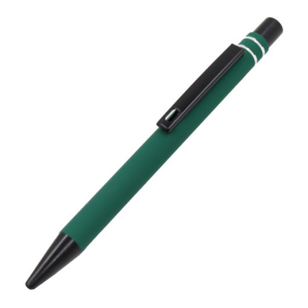 Ручка кулькова металева IDZI з софт-тач покриттям та чорними елементами під нанесення дзеркального лого (білий)