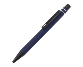 Ручка кулькова металева IDZI з софт-тач покриттям та чорними елементами під нанесення дзеркального лого (синій)
