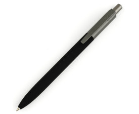 LORA, Ручка металева з soft touch, 144 мм, дзеркальний лого (чорний)