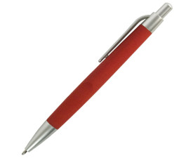 Ручка кулькова GRETA пластикова софт-тач покриттям та сірими елементами (червоний)