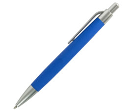 Ручка кулькова GRETA пластикова софт-тач покриттям та сірими елементами (синій)