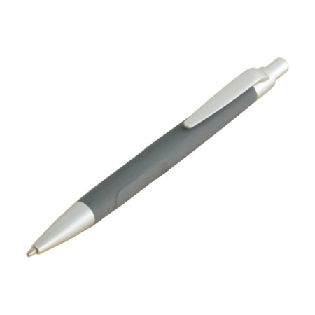 Ручка кулькова GRETA пластикова софт-тач покриттям та сірими елементами (темно-синій)