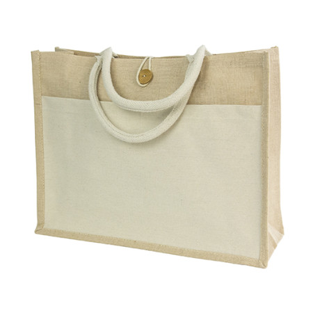 Сумка HANNA, джут/канвас, 45x35x15 см (натуральний/чорний)