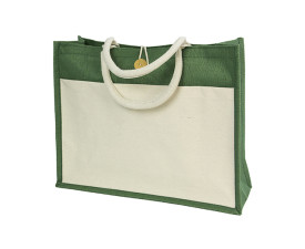 Сумка HANNA, джут/канвас, 45x35x15 см (натуральний/зелений)