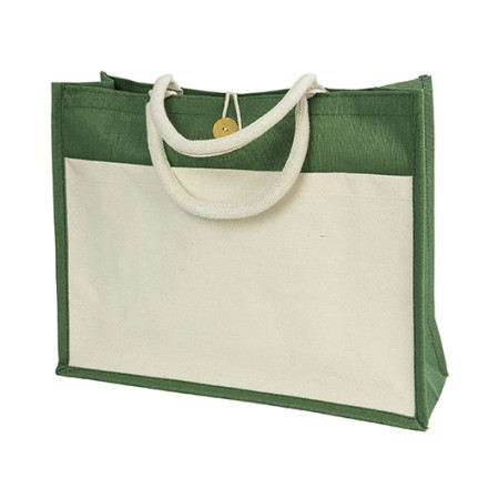 Сумка HANNA, джут/канвас, 45x35x15 см (натуральний/чорний)