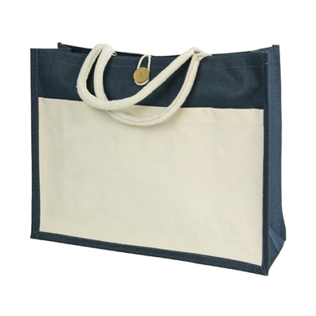 Сумка HANNA, джут/канвас, 45x35x15 см (натуральний/чорний)