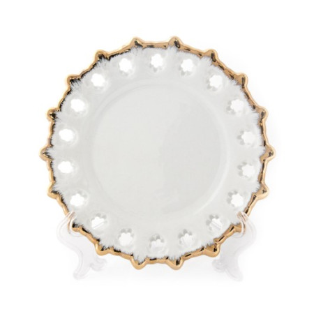 Тарілка з золотим декором D 160 мм (білий)
