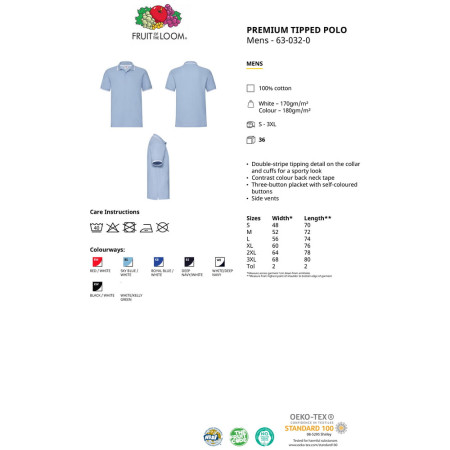 Теніска 'Premium Tipped Polo' (Fruit of the Loom) (Темно-синій)