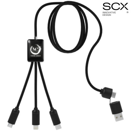 Зарядний кабель 5-в-1 (40 W) з LED підсвіткою 'SCX.design C28' (Чорний) Зарядний кабель 5-в-1 (40 W) з LED підсвіткою 'SCX.design C28' (Чорний)