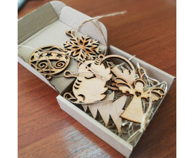 Набір дерев'яних ялинкових іграшок 6 шт (Коричневий)