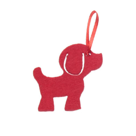 Новорічна іграшка 'Собачка' 75 мм фетрова (Червоний)