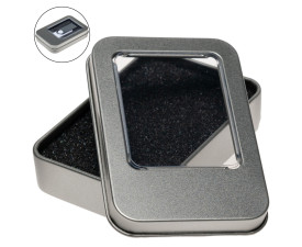 Подарункова жерстяна коробка для флеш-пам'яті (Срібний)