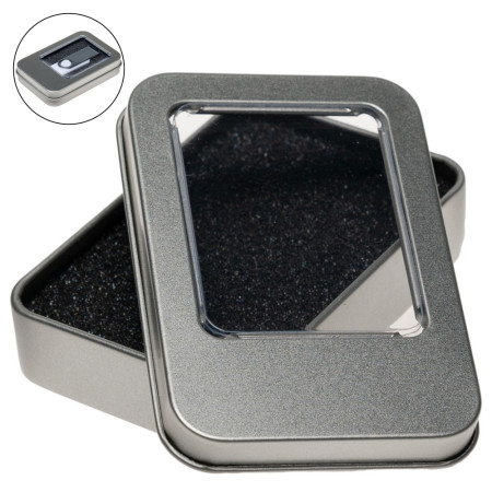 Подарункова жерстяна коробка для флеш-пам'яті (Срібний)